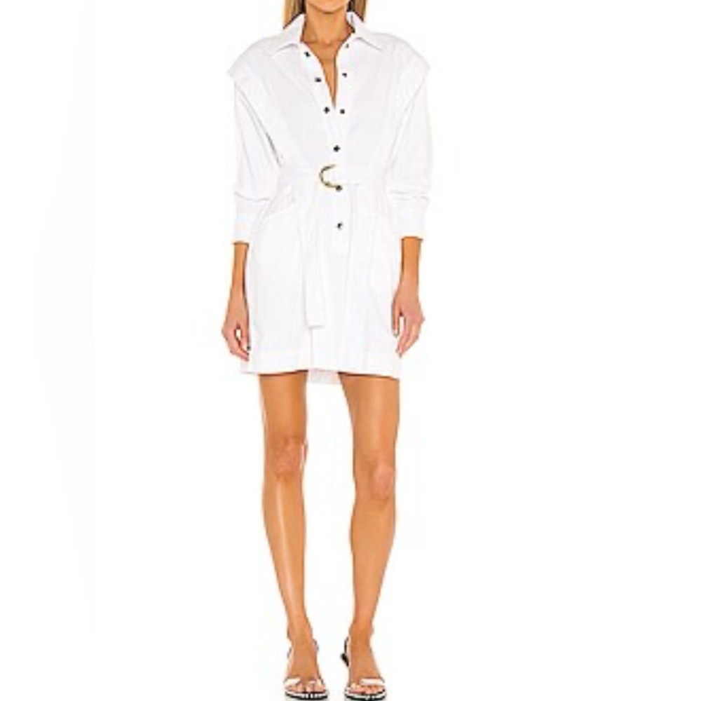 Noam White Denim Mini Dress Long Sleeve Size L